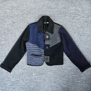 Vintage baabaaZuZu Women's Small Patchwork Wool Cropped Jacket Artsy Made in USA